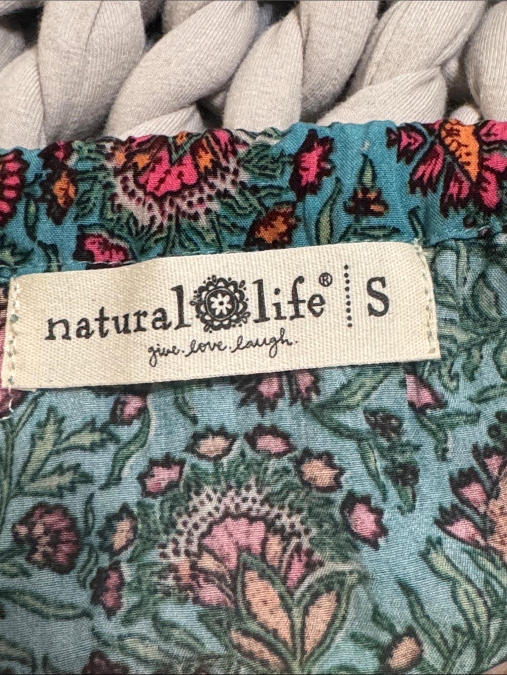 Natural Life Floral Tie Strap Maxi Dress Blue Pink Boho Size Small - Picture 4 of 9